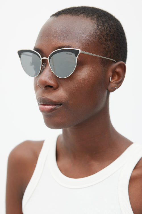 Prada Silver & Black SPR60V Tapered Sunglasses
