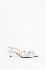 Prada Silver Metallic Knotted Slingback Pump