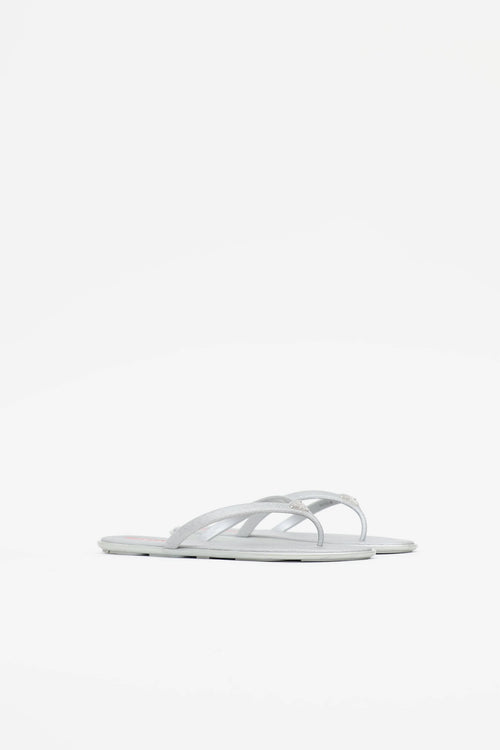 Prada Saffiano Logo Flip Flop