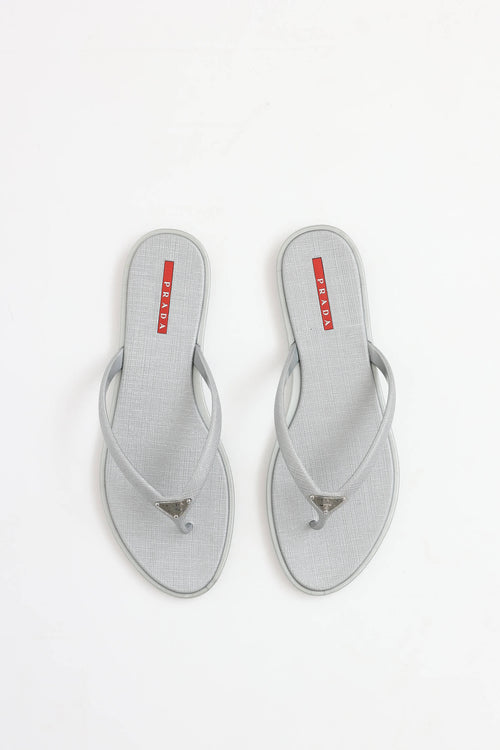 Prada Saffiano Logo Flip Flop