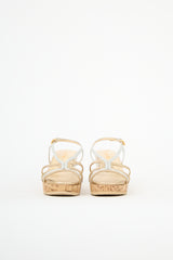 Prada Metallic Leather Wedge Sandal