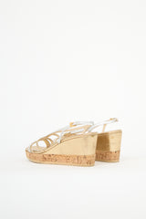 Prada Metallic Leather Wedge Sandal