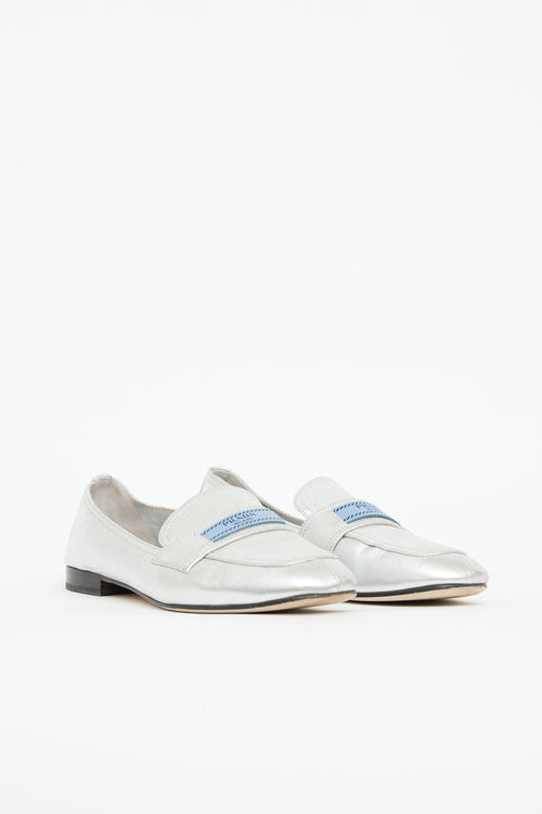 Prada Leather Metallic Loafer