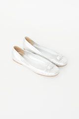 Prada Silver Metallic Knotted Ballet Flat