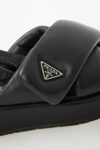 Prada Leather Logo Slingback Sandal