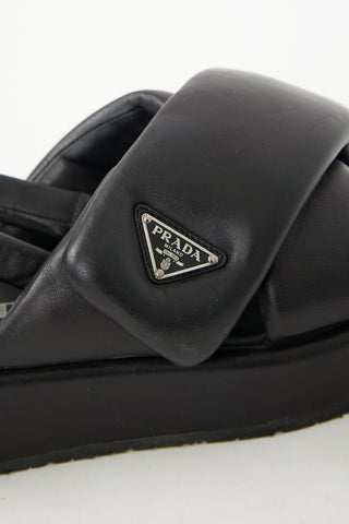 Prada Leather Logo Slingback Sandal