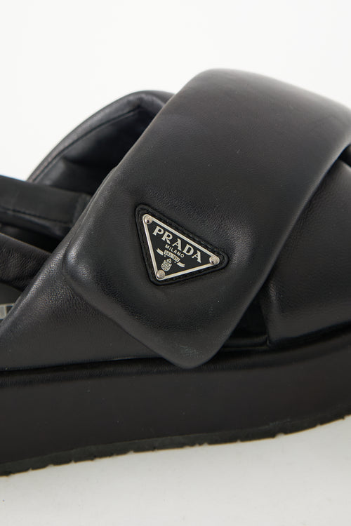 Prada Leather Logo Slingback Sandal