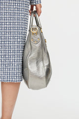 Prada Silver Metallic Vitello Daino Tote
