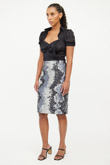 Prada Black & Multi Scale Print Skirt