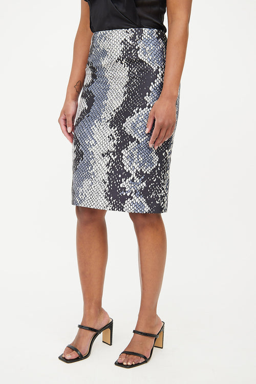 Prada Black & Multi Scale Print Skirt