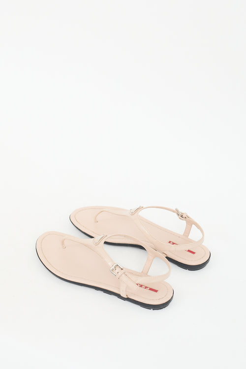 Prada Sport Beige Patent Logo Sandal