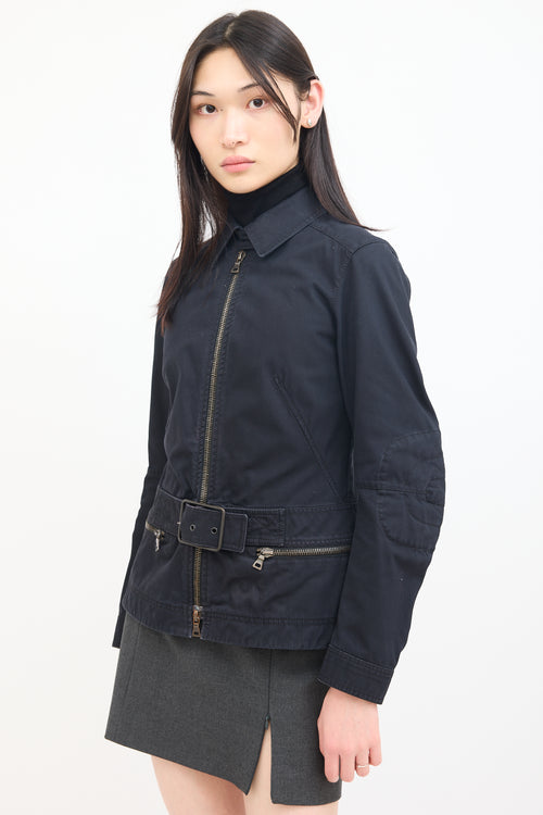 Prada Sport Black Cotton Belted Jacket