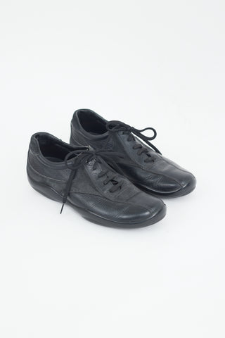 Prada Sport Black Leather & Suede Lace Up Sneaker