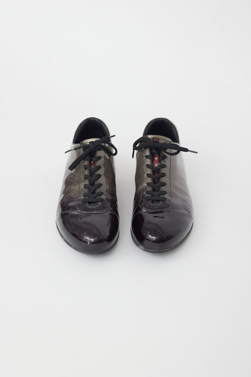 Prada Sport Black Ombre Patent Leather Sneaker