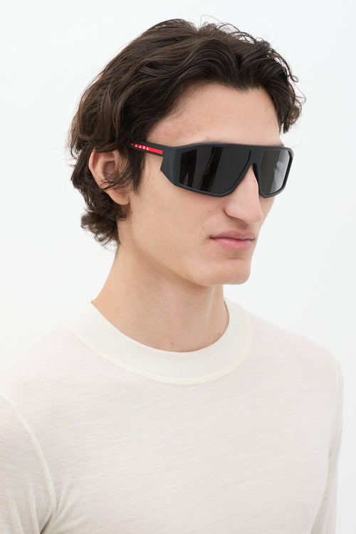 Prada Sport Black SPS08W Angular Sunglasses