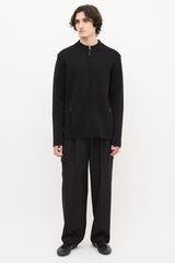 Prada Sport Black Wool Knit Zip Sweater
