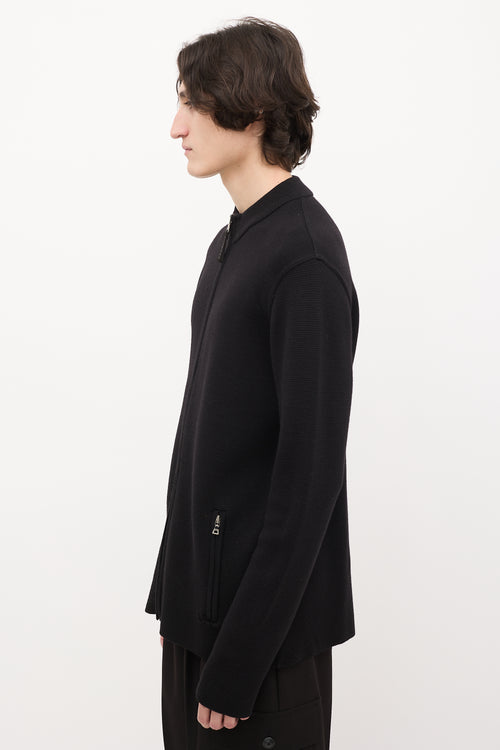 Prada Sport Black Wool Knit Zip Sweater