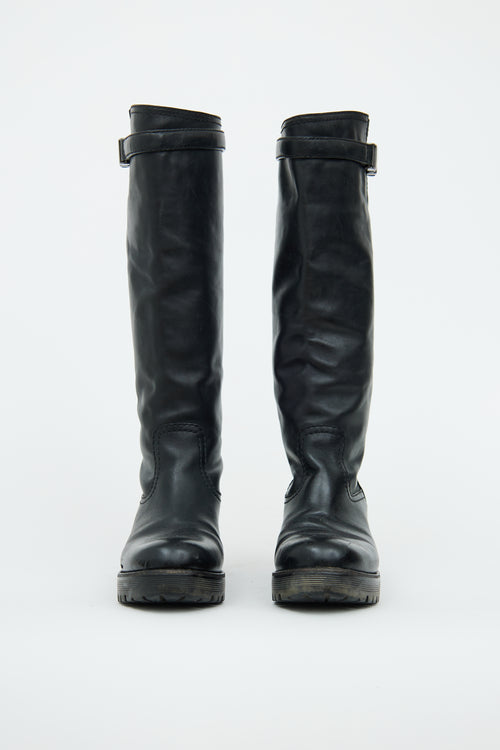 Prada Black Buckle Detail Boot