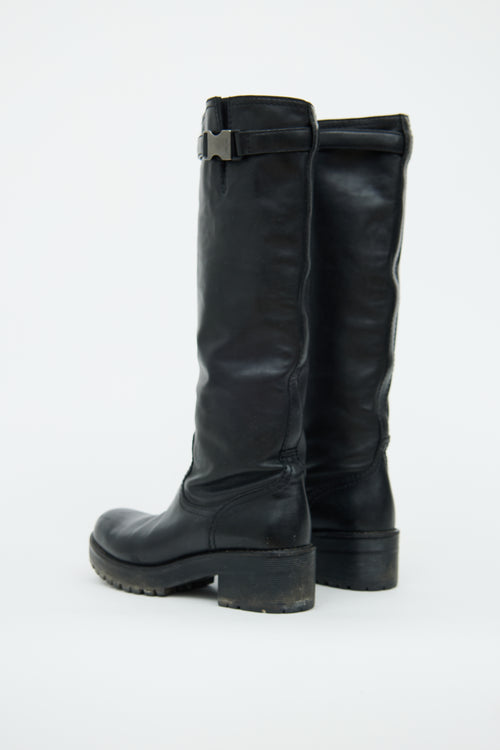 Prada Black Buckle Detail Boot