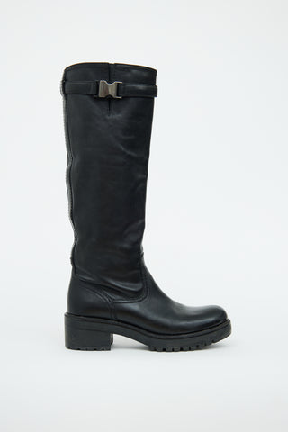 Prada Black Buckle Detail Boot