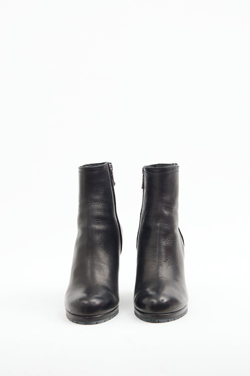 Prada Black Leather Wedge Boot