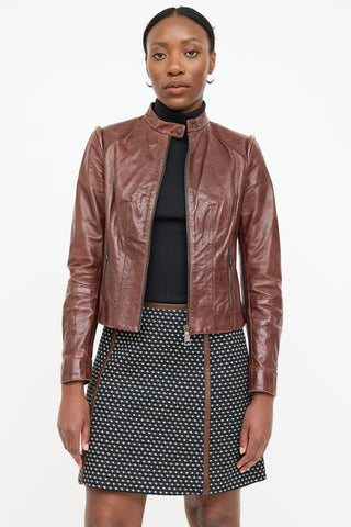 Prada Leather Cafe Racer Jacket