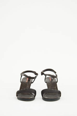 Prada Brown Woven Wedge Sandal
