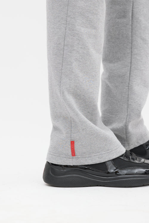 Prada Sport Grey Cotton Straight Leg Sweatpant