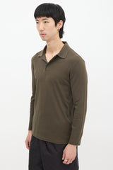 Prada Sport Khaki Green Long Sleeve Polo