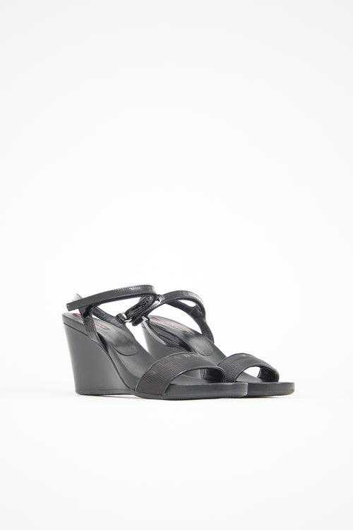 Prada Sport Patent Logo Sandal