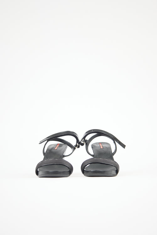 Prada Sport Patent Logo Sandal