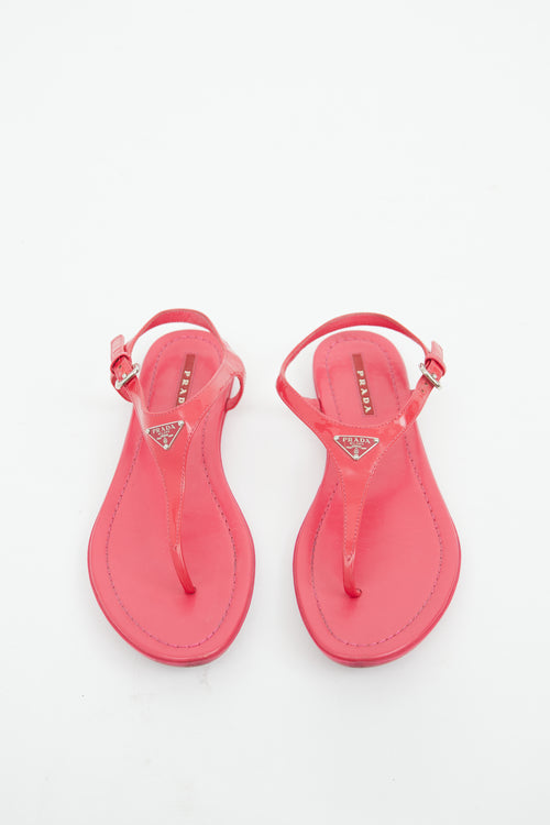 Prada Pink Patent T Sandal