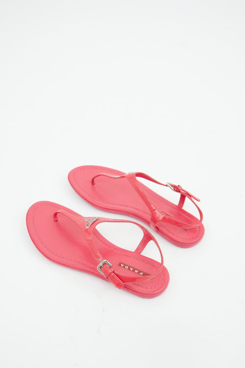 Prada Pink Patent T Sandal