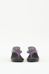 Prada Sport Purple & Black Patent Leather Wedge Sandal
