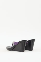Prada Sport Purple & Black Patent Leather Wedge Sandal