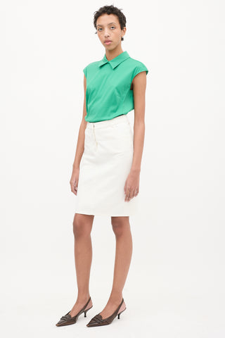 Prada Sport White Denim Midi Skirt