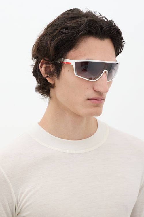 Prada Sport White SPS09U Shield Sunglasses