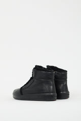 Prada Sport Black Leather & Shearling Zip Boot