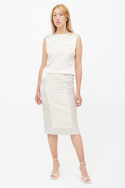 Prada Spring 1998 Beige Linen & Silk Colourblock Set