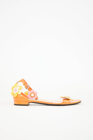 Prada Spring 2017 Patent Floral Sandal