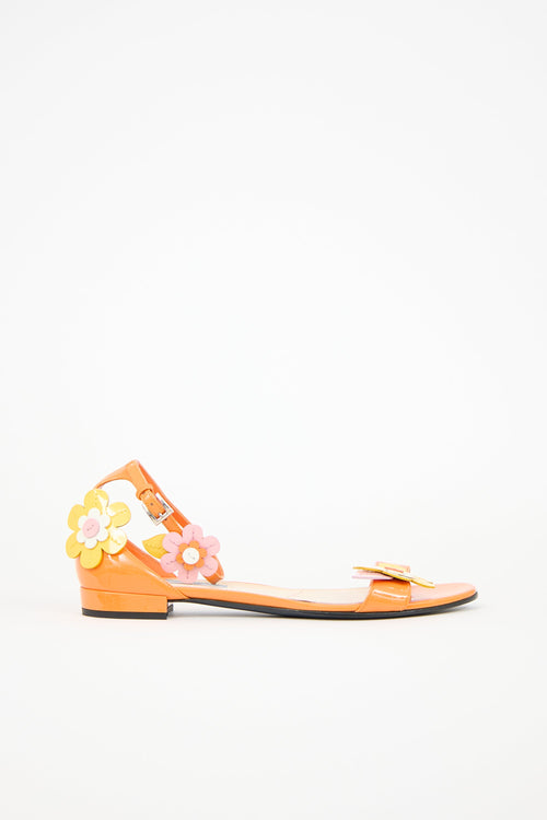 Prada Spring 2017 Patent Floral Sandal