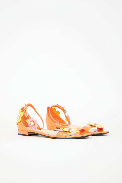 Prada Spring 2017 Patent Floral Sandal