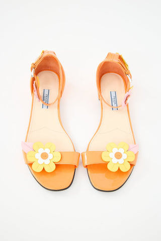 Prada Spring 2017 Patent Floral Sandal