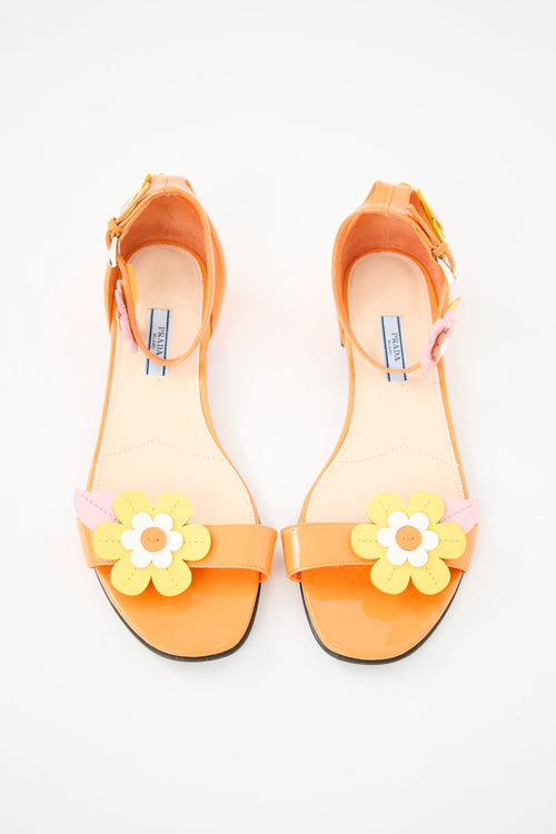 Prada Spring 2017 Patent Floral Sandal