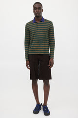 Prada Striped Jersey Polo Top