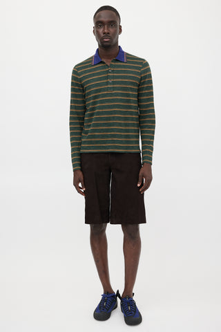 Prada Striped Jersey Polo Top