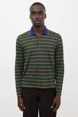 Prada Striped Jersey Polo Top