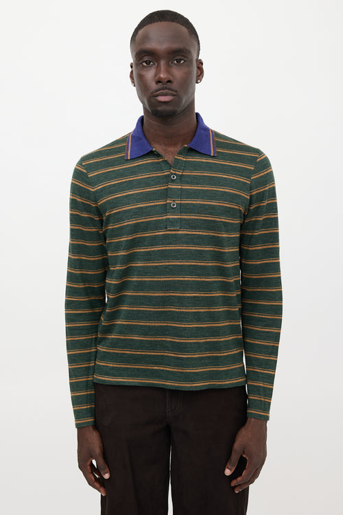 Prada Striped Jersey Polo Top