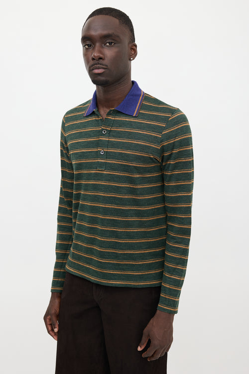 Prada Striped Jersey Polo Top