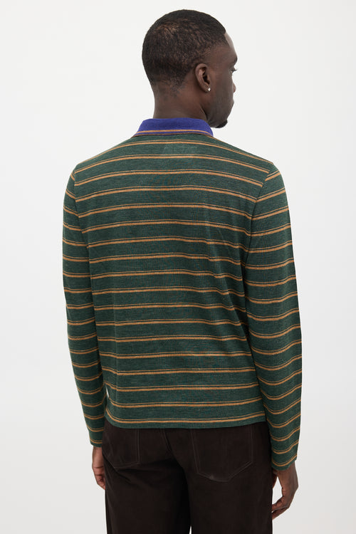 Prada Striped Jersey Polo Top